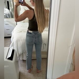 Re/Done Blue Straight Jeans with Vintage-Inspired Distressing